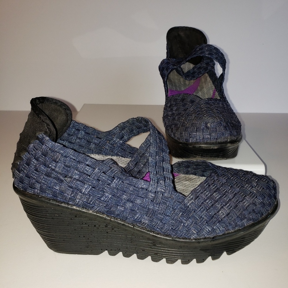 Bernie Mev Mary Jane Canvas Comfort Wedge 6